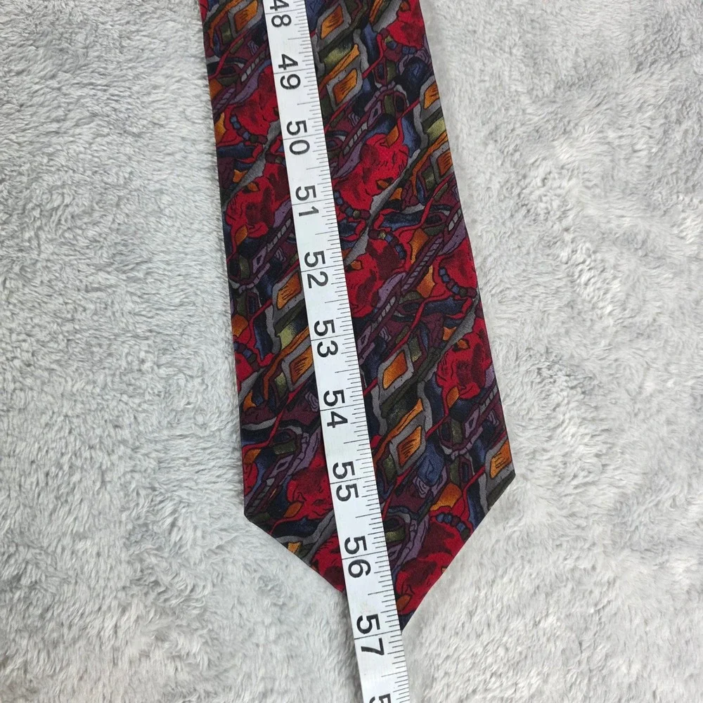 J. Garcia Mens Red Abstract Silk Tie Vintage Grateful‎ Dead Art Necktie 57